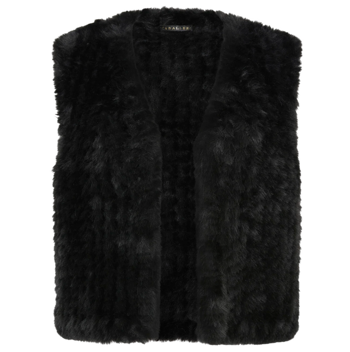 Nadia Vest - Black Faux Fur