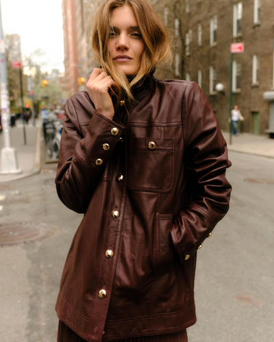 Winifred Leather Jacket - Wine