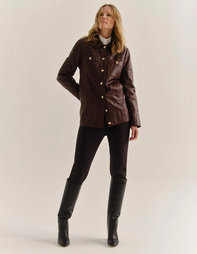 Winifred Leather Jacket - Wine