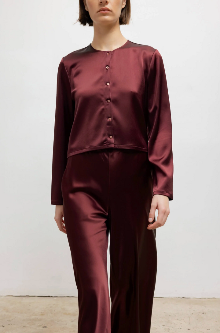 Barb Crew Cardigan - Bordeaux