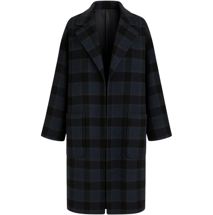 Long Overcoat in Wool Check