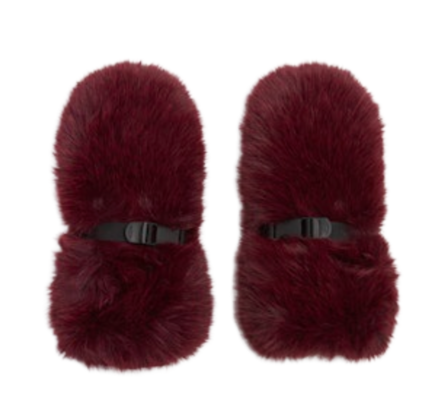 Faux Fox Mittens - Burgundy