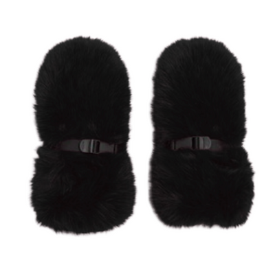 Faux Fox Mittens - Black