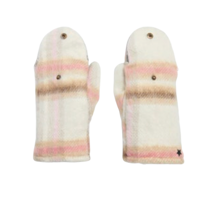 Faux Sherpa Lined Flannel Zip Open Mittens - Camel