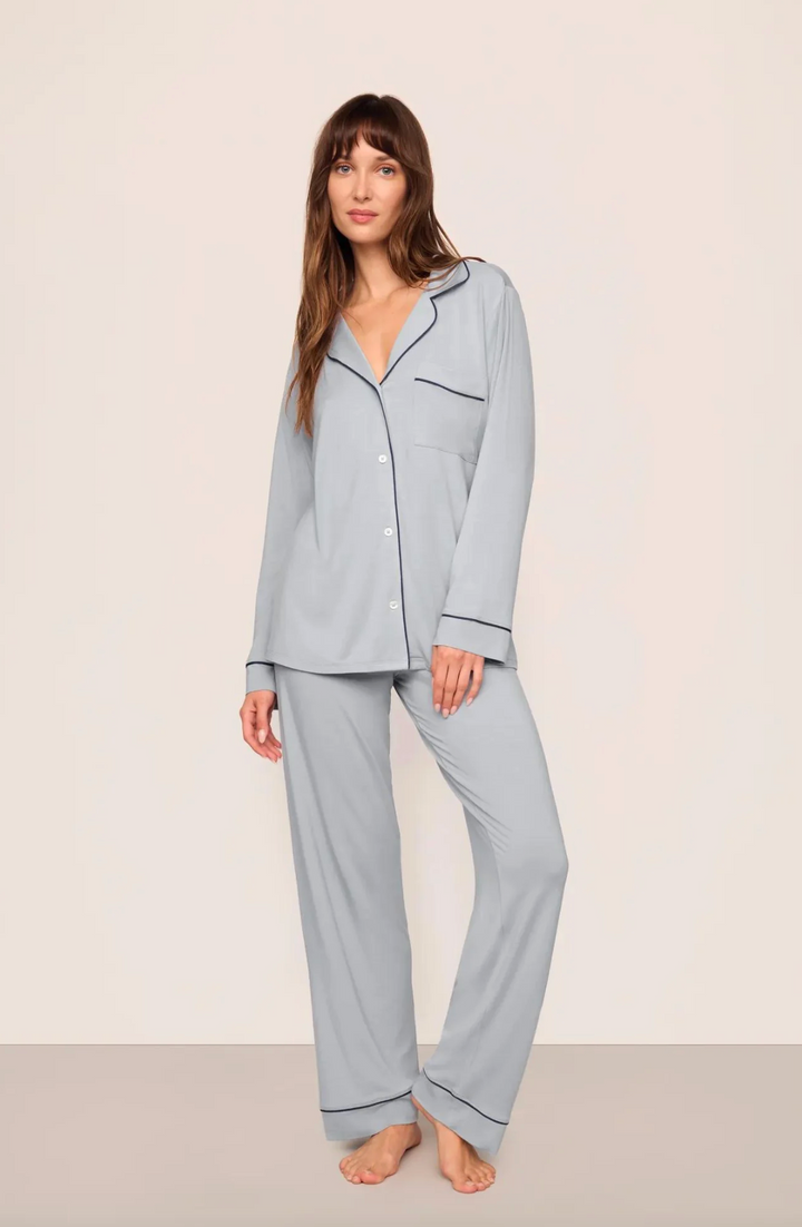 Gisele Long PJ Set - Gray Dawn/Navy
