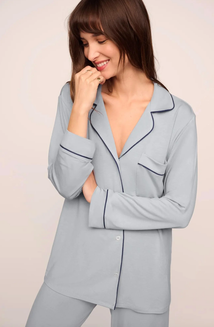 Gisele Long PJ Set - Gray Dawn/Navy