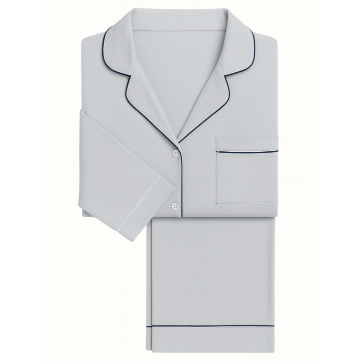 Gisele Long PJ Set - Gray Dawn/Navy
