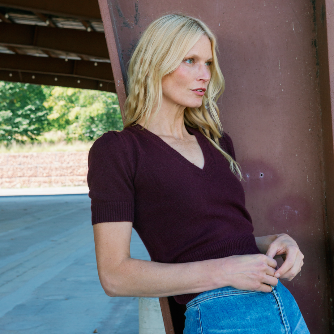 Sandra V Neck- Hawthorn