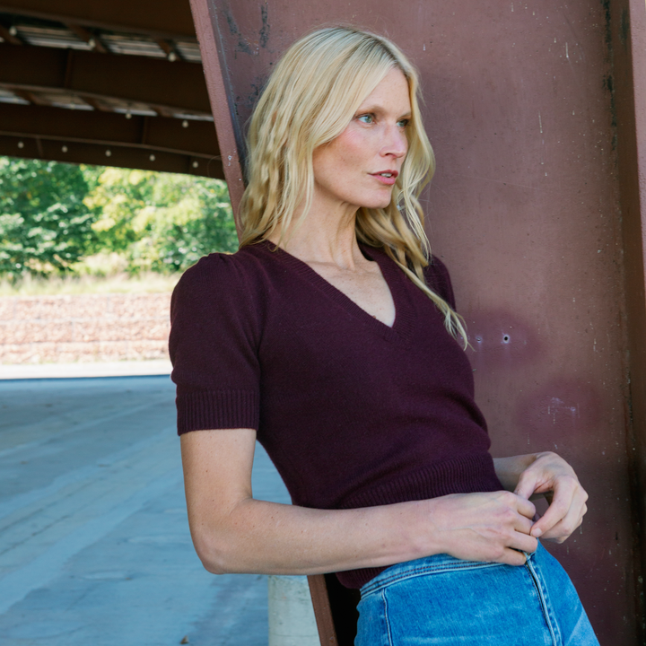 Sandra V Neck- Hawthorn