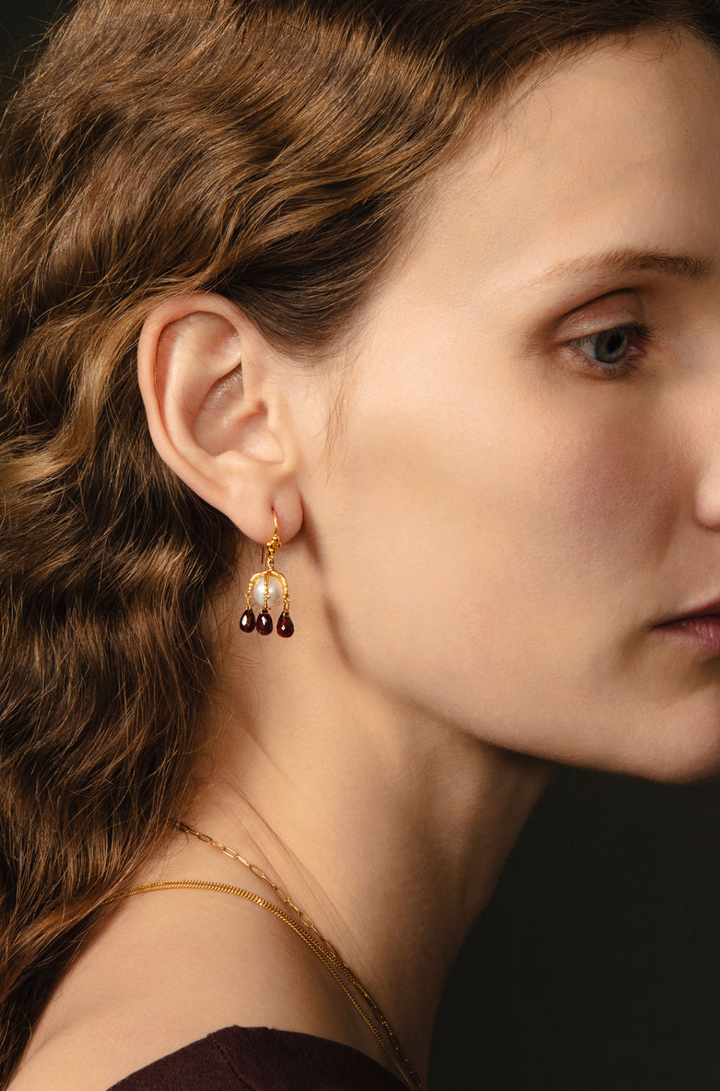 Lark Drip Earrings - Garnet