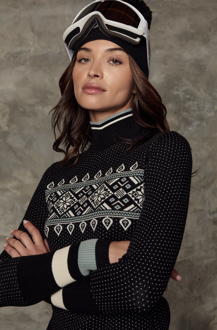 Holly Mock Neck Sweater -  Black