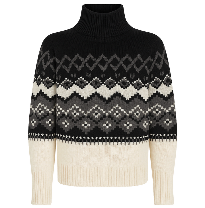 Leighton Mock Neck Ski Sweater - Black