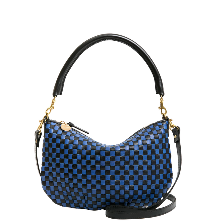 Petit Moyen Messenger - Black/Cobalt Woven Checker