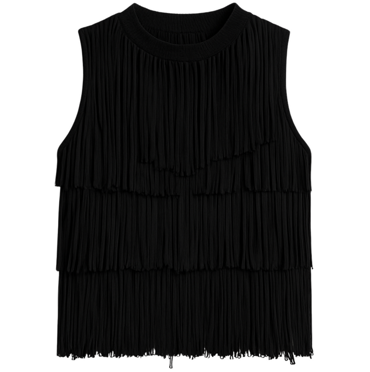 Bianca Fringe Top - Black
