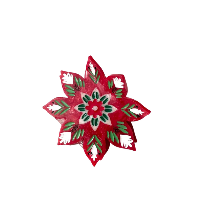Hand-Painted Hair Clip - Christmas Flower