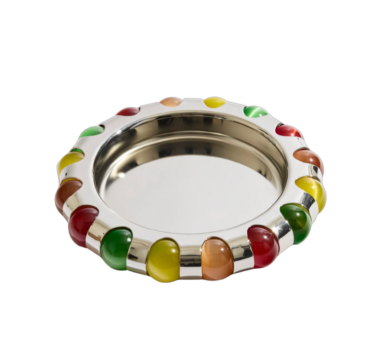Rainbow Marbles Dish - Silver