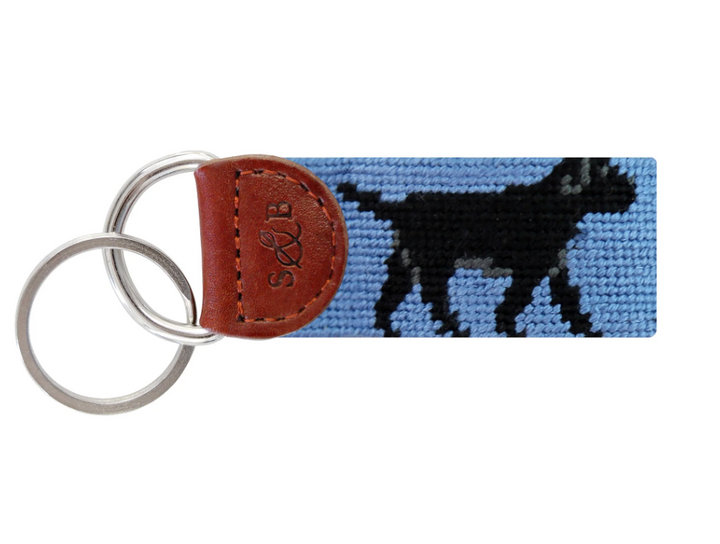 Black Lab Walking Key Fob - Stream Blue