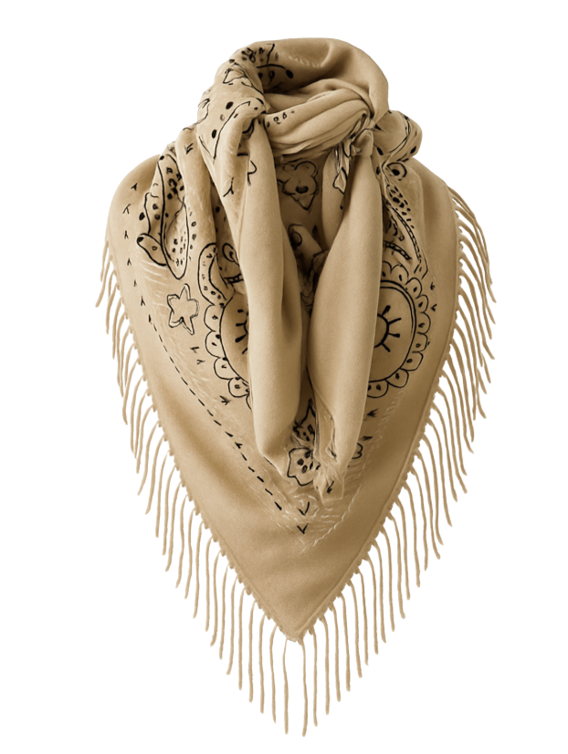 Bandana Scarf Fringe- Beige