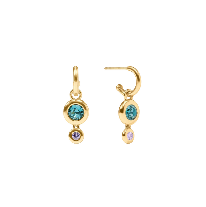Rainbow Duo Hoop & Charm Earring - Blue Twilight