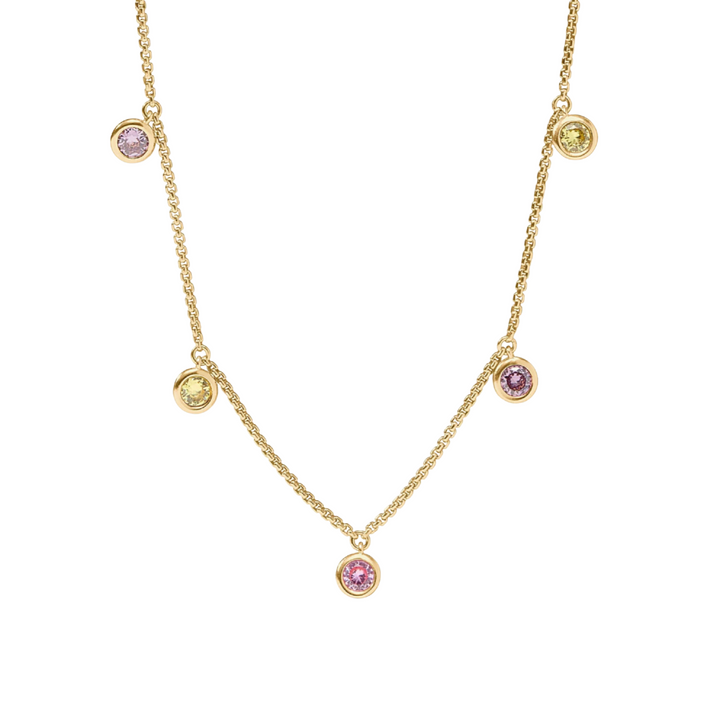 Rainbow Delicate Charm Necklace - Pink Dawn