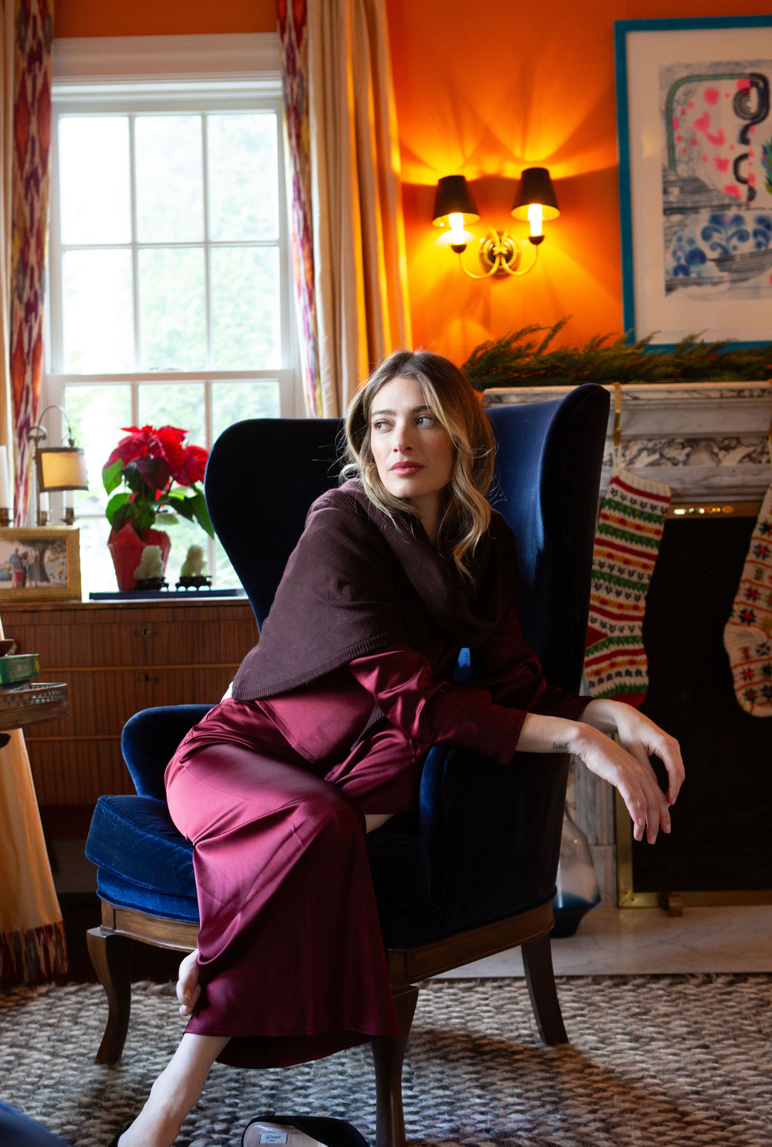 Cashmere Blend Triangle Scarf- Hickory