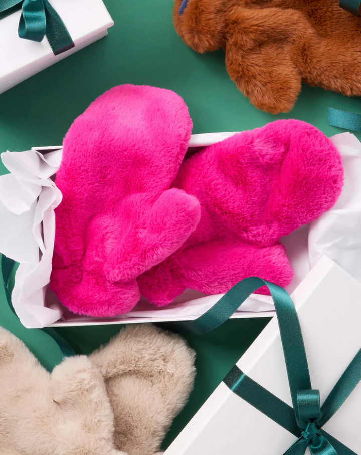 Cozy Cabin Faux Fur Mittens - Ultraviolet