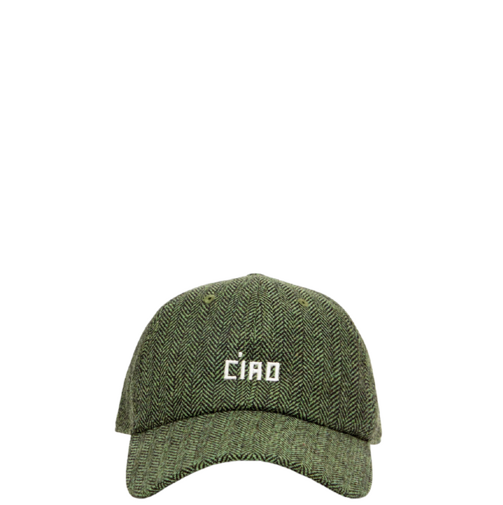 Wool Baseball Hat - Green/Black Embroidered Petit Ciao