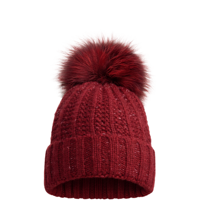 Burgundy Pom Pom Hat