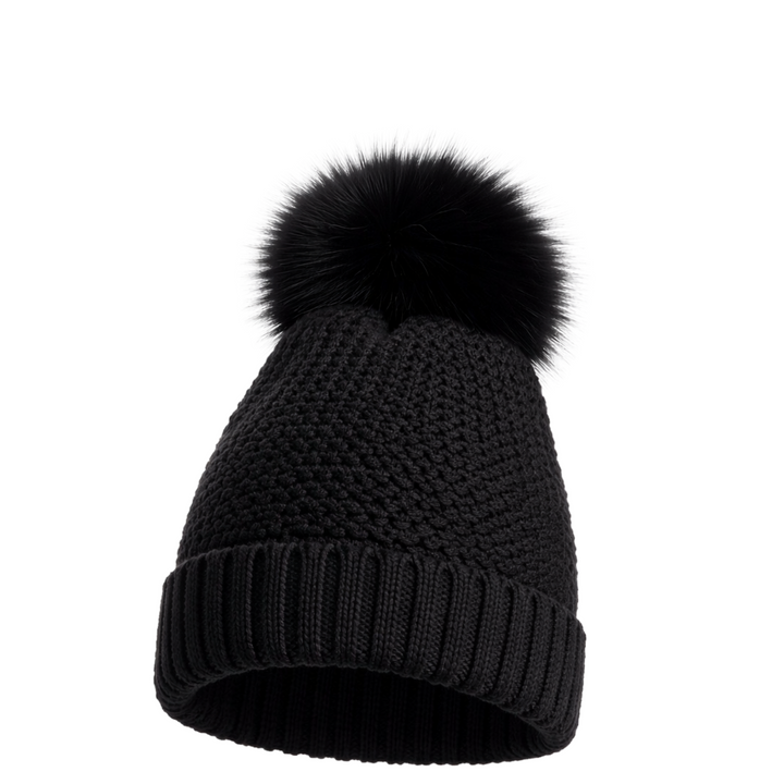 Black Pom Pom Hat