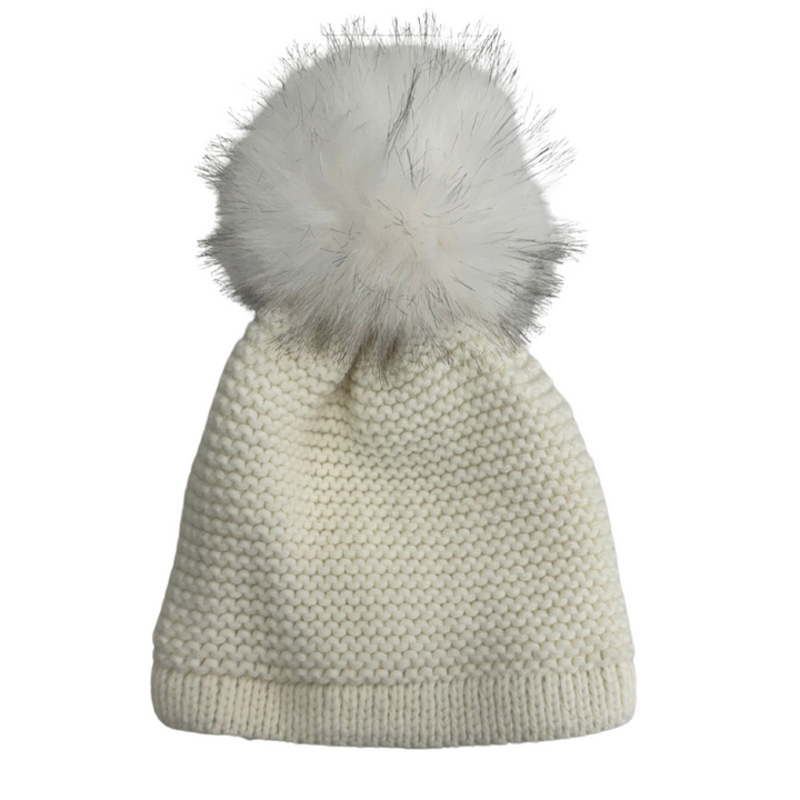 Ivory Pom Pom Hat