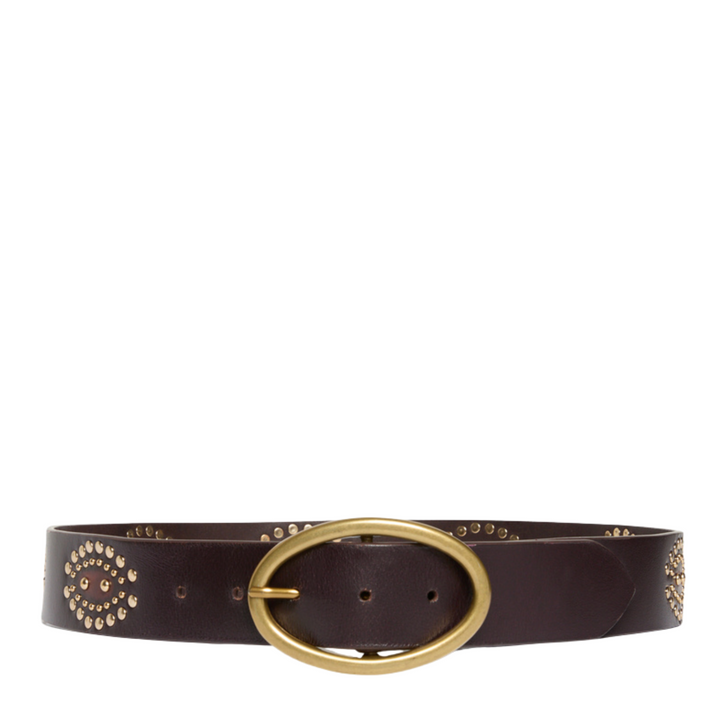 Brown Iris Leather Belt - Mahogany