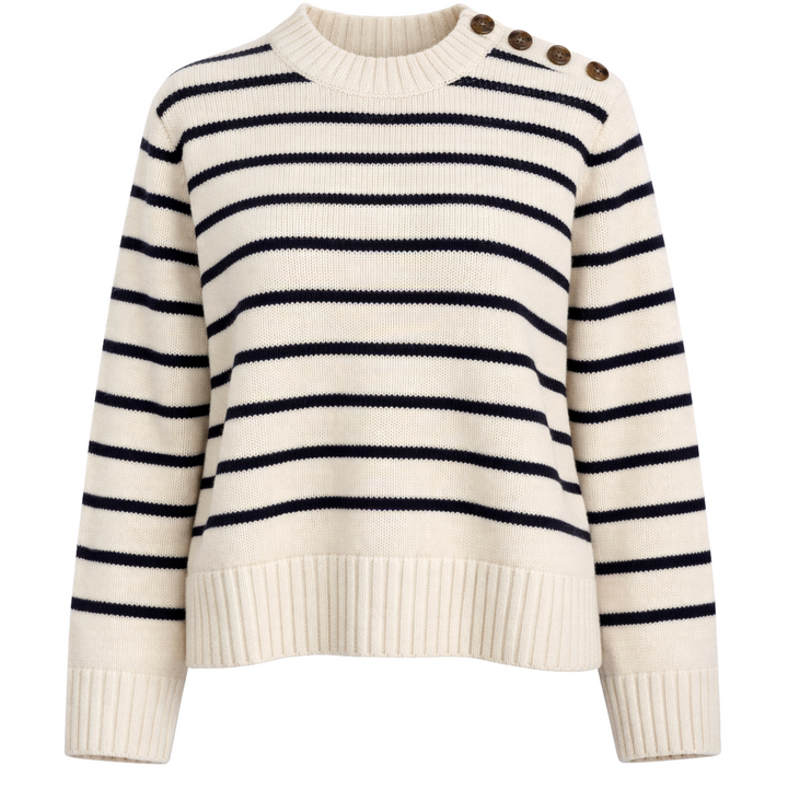 Kelly Striped Pullover- Chalk