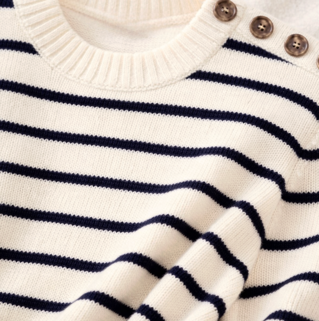 Kelly Striped Pullover- Chalk