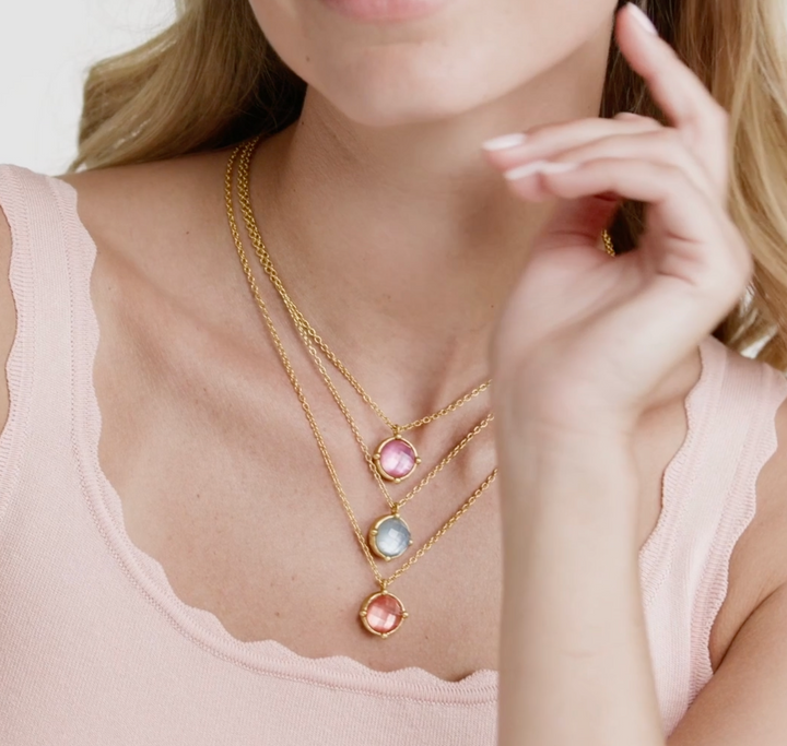 Honeybee Solitaire Necklace - Iridescent Melon