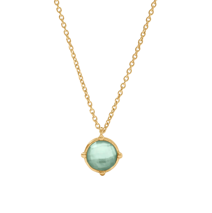 Honeybee Solitaire Necklace - Iridescent Aquamarine Blue