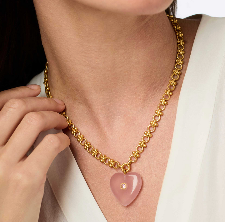 Heart Necklace - Pink Quartz