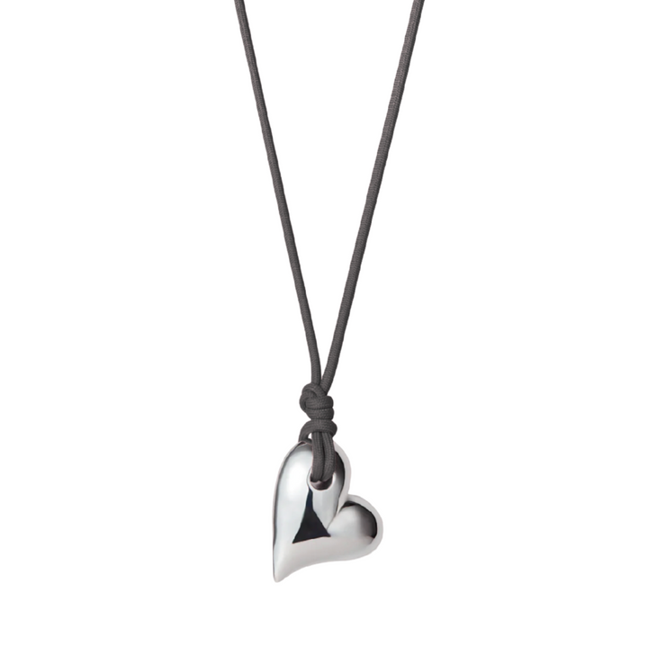 Art Heart On A String Necklace - Silver/Black