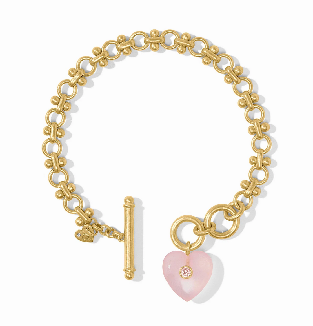 Heart Link Bracelet - Pink Quartz