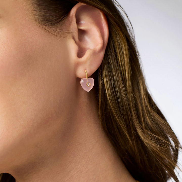 Heart Earring - Pink Quartz