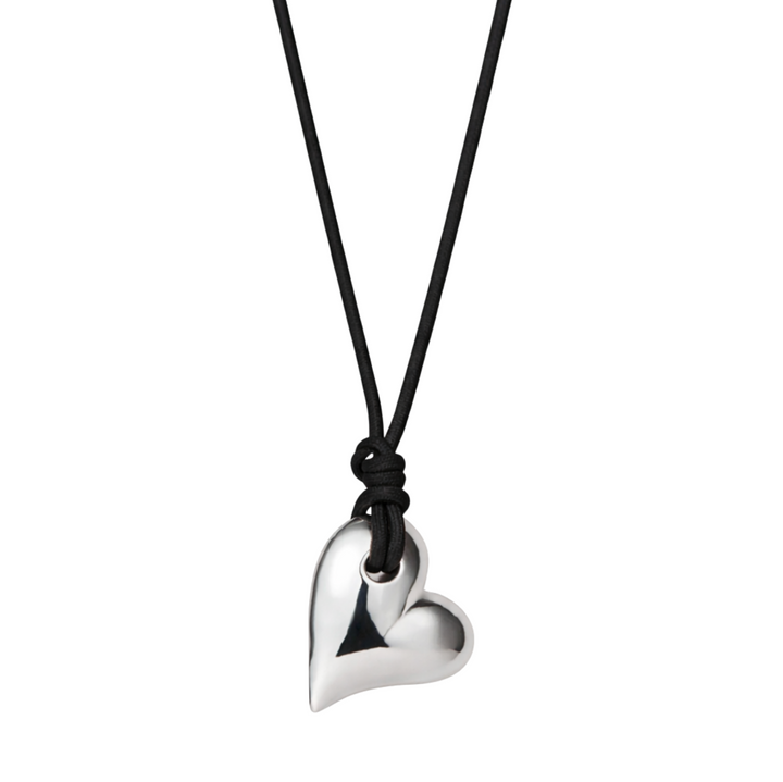 Art Heart On A String Necklace - Silver/Black