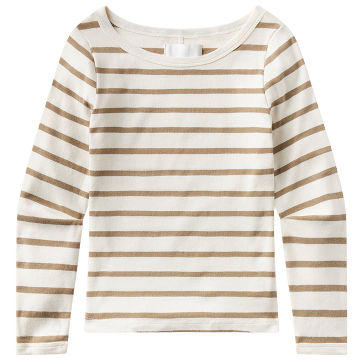Boat Neck Slim Tee - Ginger Stripe