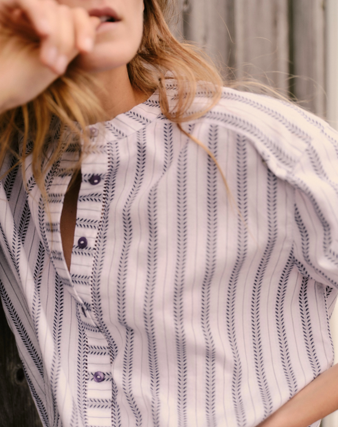 Rosalie Shirt - Coastal Indigo Stripe