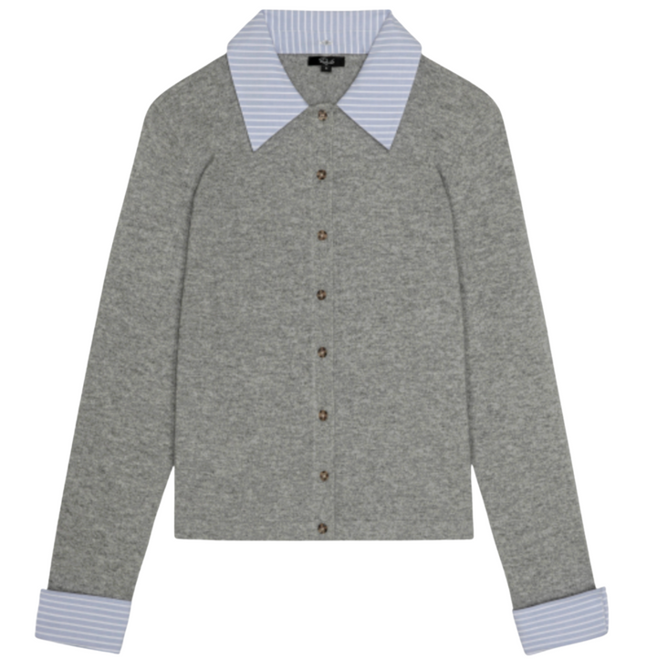 Eryn Cardigan - Heather Grey Poplin Mix