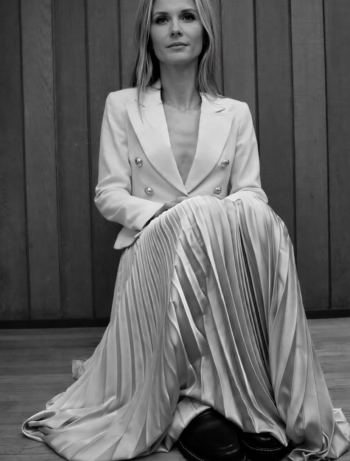 Classic Satin Midi Skirt - Silver