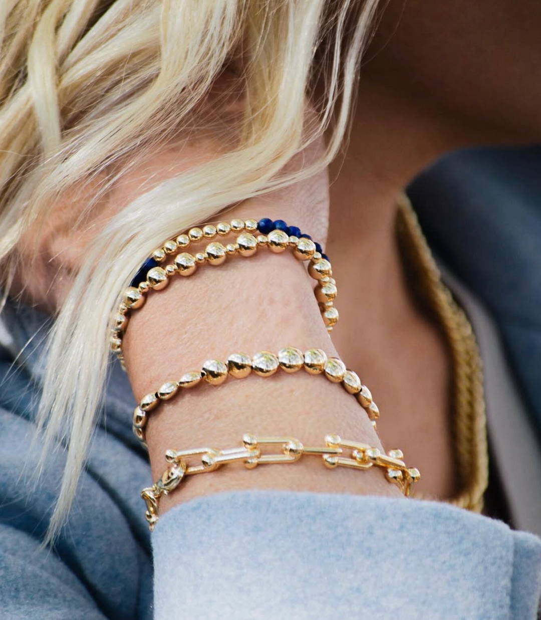 Lapis Semi Precious Sections Bracelet