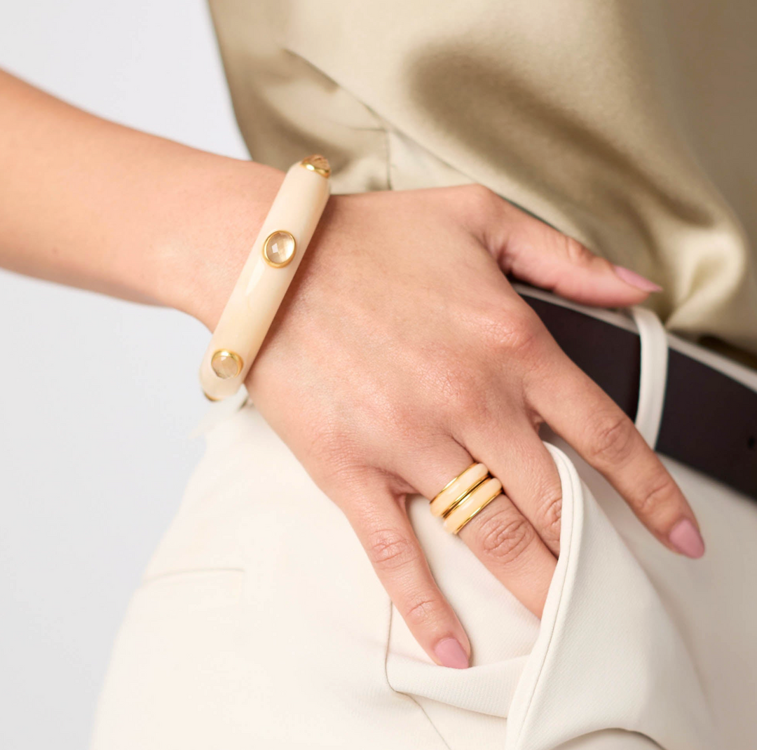 Carnaby Stone Bangle - Iridescent Chalcedony Blue