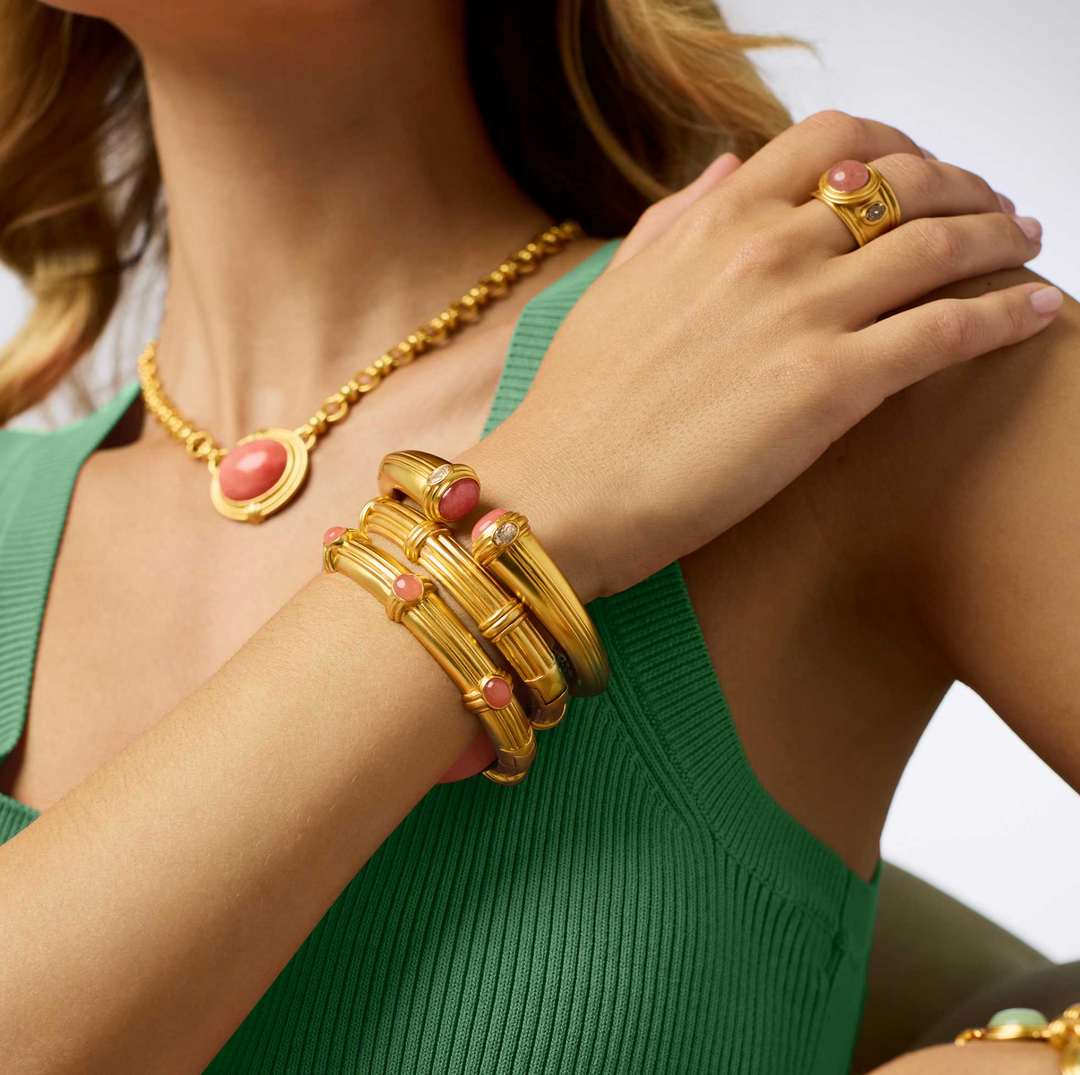 Portofino Stone Hinge Bangle - Melon Jade