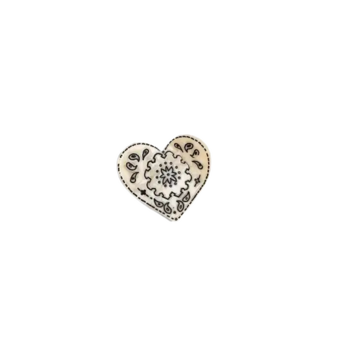 Brooch Pin - Cream Paisley Heart