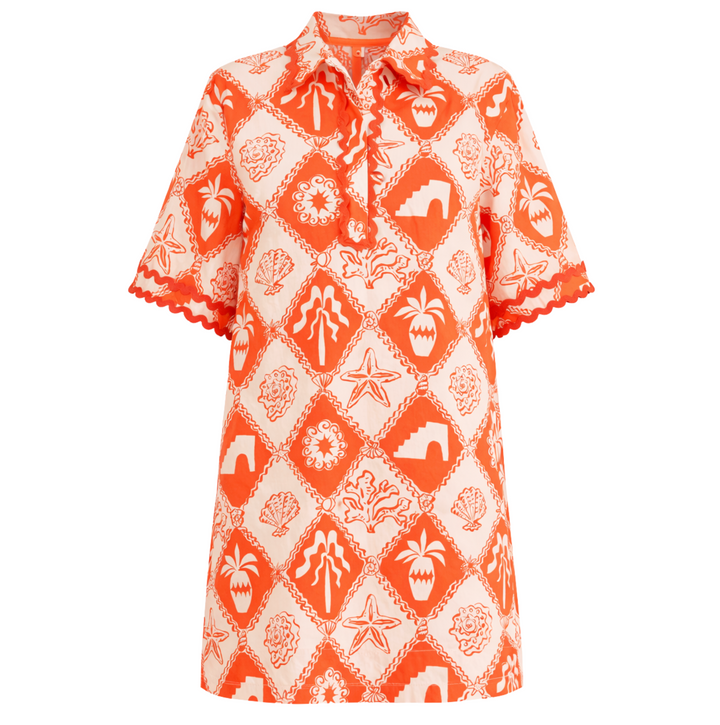 Collared Shirt Dress Mini - Asterias Red