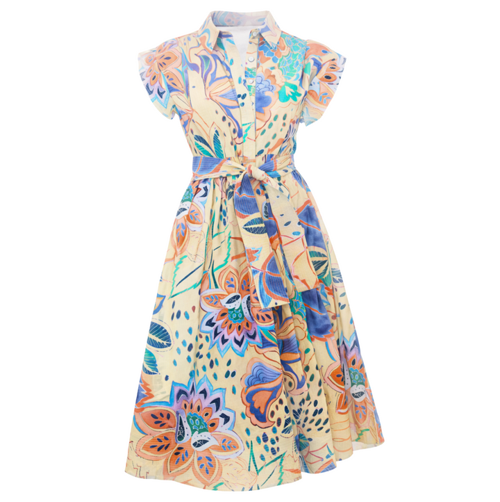 Belted Shirt Dress - Antico Cream